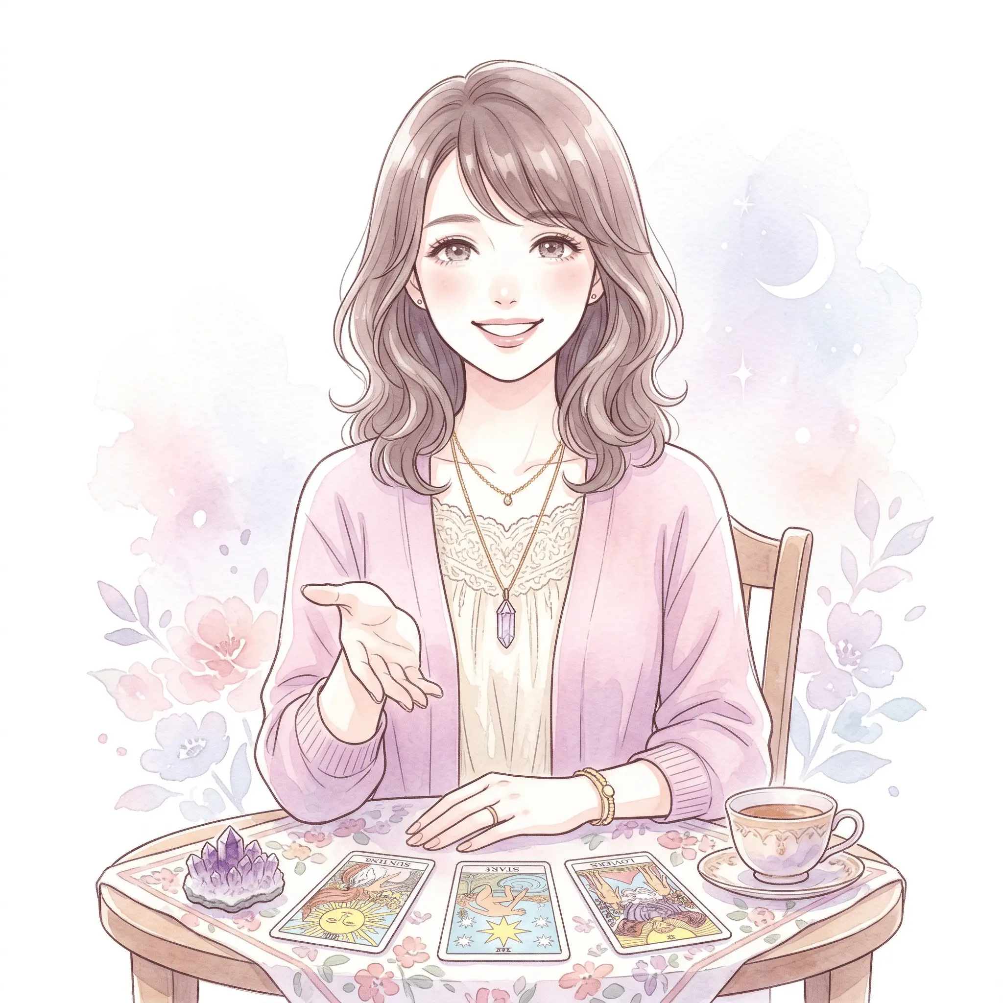 笑顔でアドバイスする女性のイラスト
